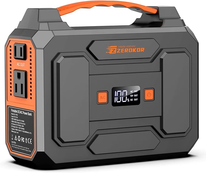 ZeroKor Portable Power Station, 100W 110V Power Pack with AC Outlet, Portable Solar Generator 146Wh External Battery with DC USB C QC3.0 for Smart Devices Camping Home RV VanLife(without Solar Panel)