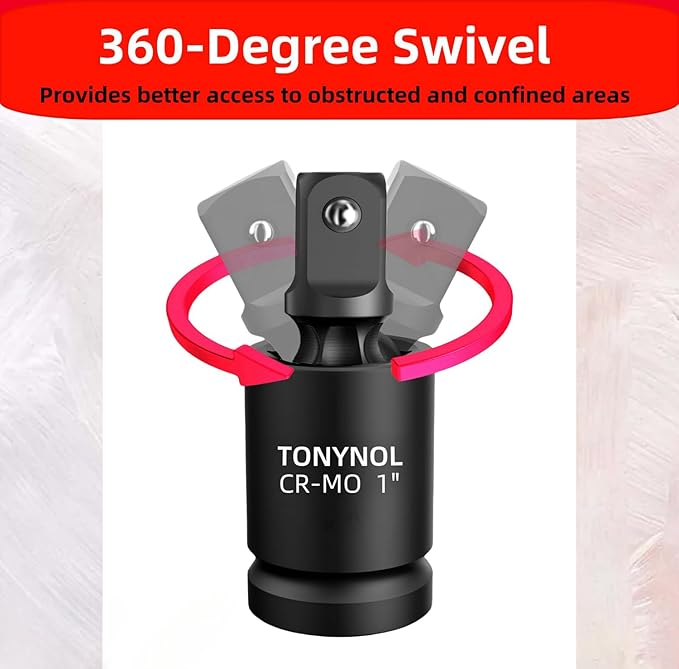 Universal Joint Swivel Socket Adapter 1" Drivers,U-Joint Drive CR-MO Impact Grad Wobble Socket Wrench Set