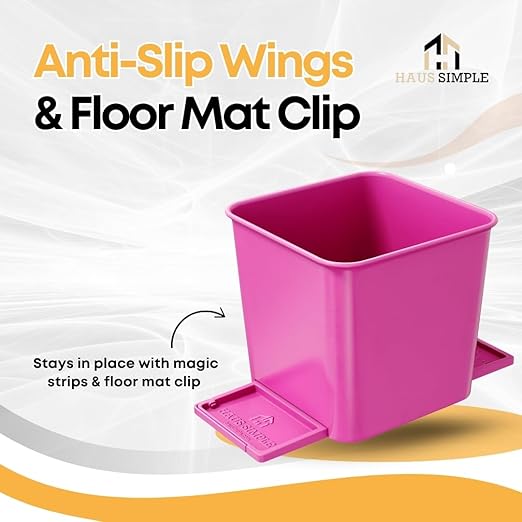 Car Trash Can 2L with Stability Wings & Velcro for Extra Stability ??Magic Strip & Clip for Fabric & Rubber Mats ??Durable Plastic, Easy Pull Trash Bags Included ??Pink