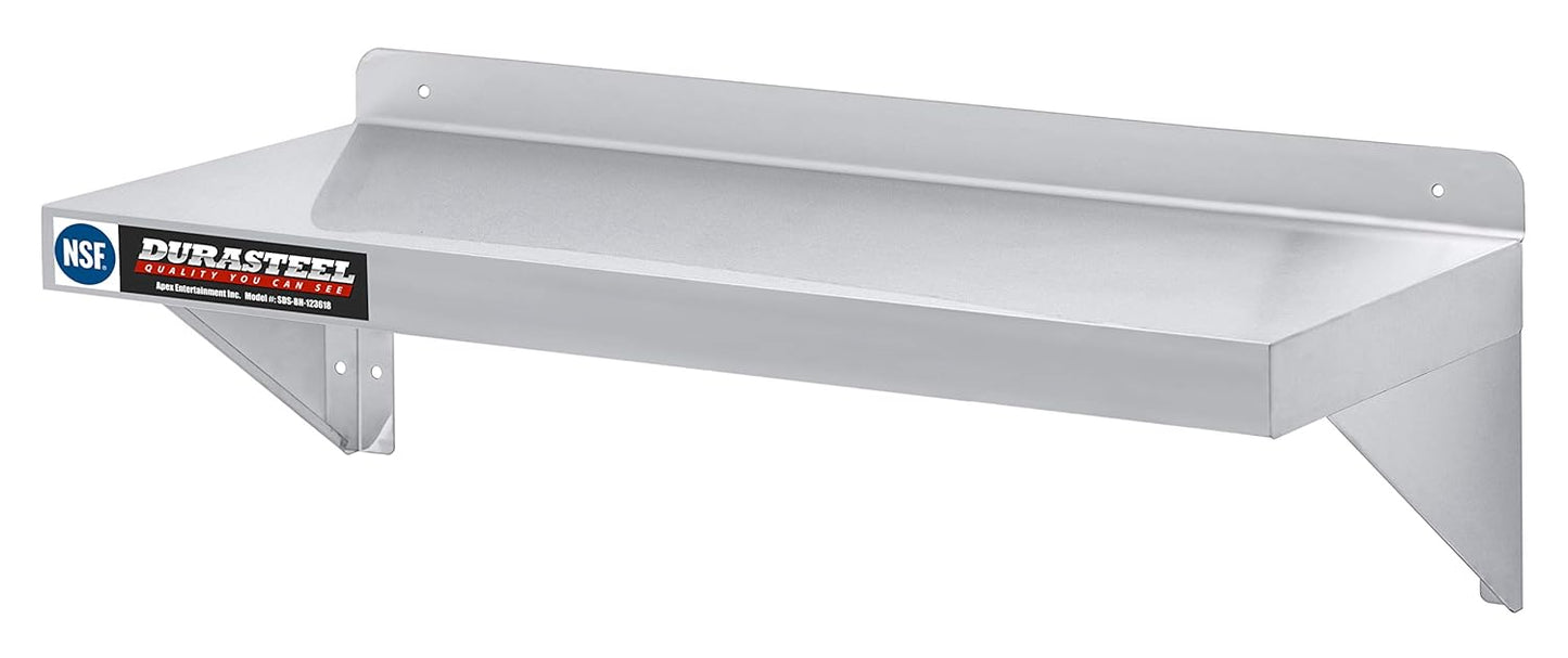 DuraSteel Stainless Steel Wall Shelf - 36" Wide x 12" Deep Commercial Grade - NSF Certified - Industrial Appliance Equipment (Restaurant, Bar, Home, Kitchen, Laundry, Garage and Utility Room)