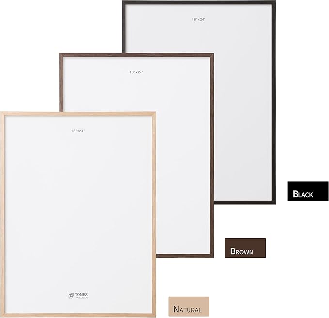 18x24 Frames, Set of 2 Matless Large Picture Frames Natural Solid Wood Veneer Finish and Plexiglass Front for Poster Gallery Wall Home Decor