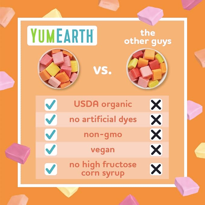 YumEarth Organic Chewys Fruit Flavored Candy Chews - Allergy Friendly, Gluten Free, Non-GMO, Vegan, No Artificial Flavors or Dyes - Assorted Flavors 35ct Bulk Bag