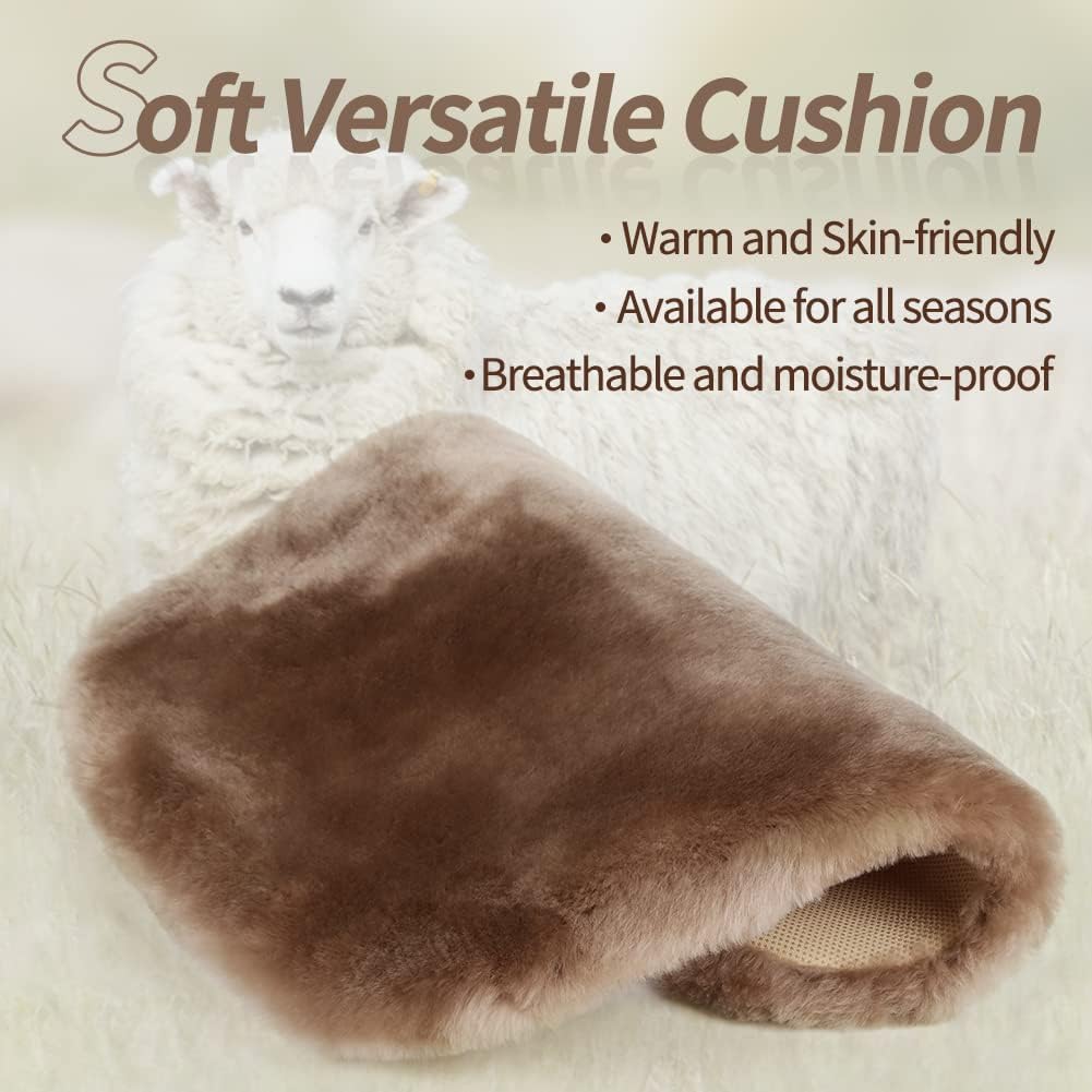 LLB Genuine Sheepskin Car Seat Cushion Seat Covers for Cars Trucks SUV Comfort Seat Protector Pad for Car Driver Seat Car Accessories for Women Office Chair Car Decor (Pearl, Front Seat Cushion-1 Pc)