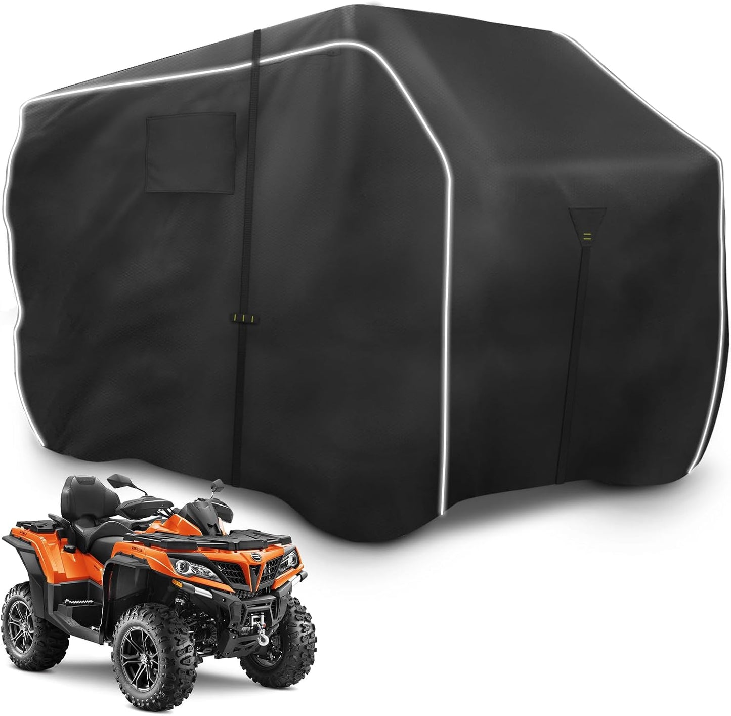 600D ATV Cover - Waterproof & Windproof 4 Wheeler Covers Outdoor Storage, Heavy Duty Quad Wheeler Cover Accessories Fit for Polaris Yamaha Suzuki Honda, 95" L * 50" W * 48" H, Black