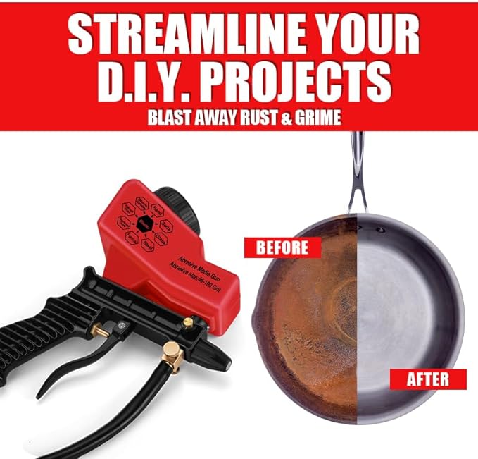 NANPU Light-Duty Air Sandblaster Gun Kit with Siphon & Gravity Feed, Ceramic Nozzle, Metal Body, for Small Project Surface Prep, Paint & Rust Removal, Metal/Wood/Glass Etching，Requires Air Compressor