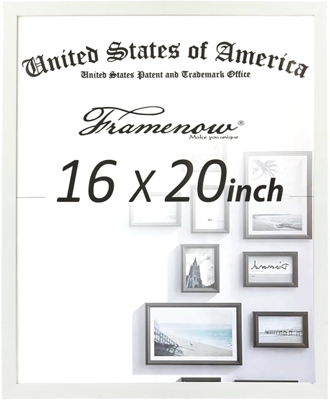 16x20 Picture Frame 1 Pack Hatter-Resistant Glass Display Photo Frame, to Wall Home Decor White