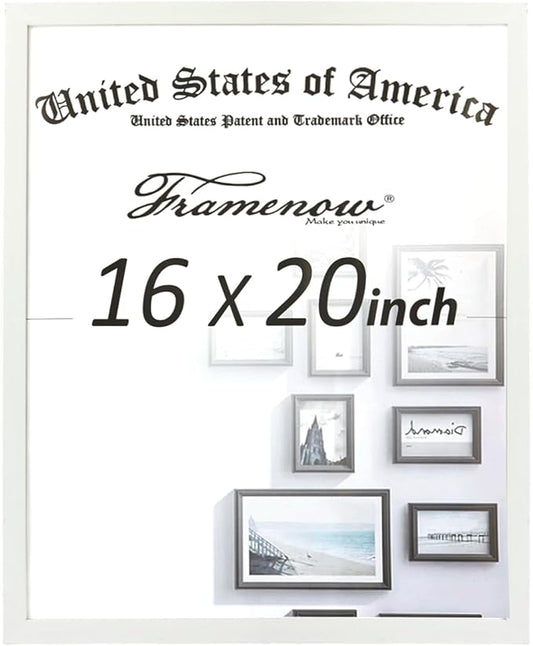 16x20 Picture Frame 1 Pack Hatter-Resistant Glass Display Photo Frame, to Wall Home Decor White