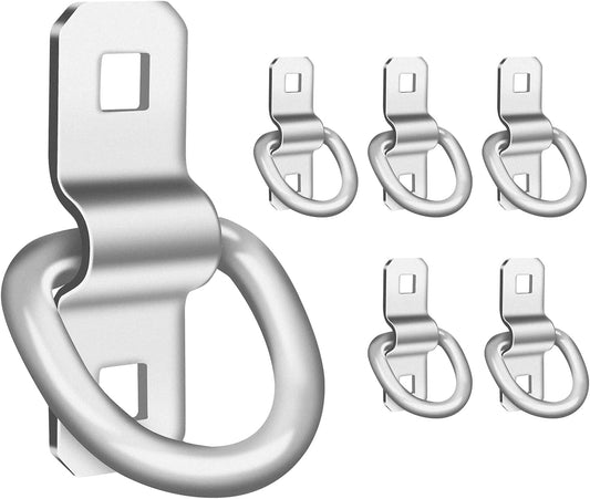 D-Rings, Truck Tie Downs Anchor 3/8" Heavy Duty 6000 Pound Steel Tie-Down Ring for Loads on Trucks, Trailers, Boats, RV Campers, Vans;for Kayaks, Motorcycles, Deliveries, ATVs （Pack of 6）