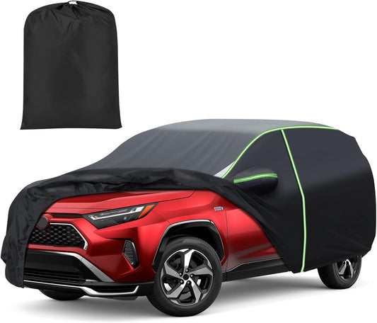 Mixsuper Liner Car Cover for Toyota RAV4 1994-2026, 7 Layers Waterproof Car Cover Accessories for RAV4 with Zipper Door, Windproof Straps, Reflective Strips, Anti-UV, All Weather