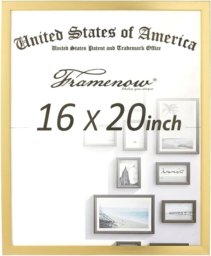 16x20 Picture Frame 1 Package Hatter-Resistant Glass Display Photo Frame, to Wall Home Decor Gold