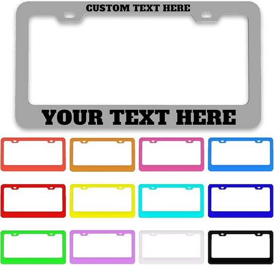 Custom License Plate Frame Personalized - Premium Metal Car Tag with Your Text, 12x6 Inch Customized Auto Plates, Rust-Proof License Plate Frames for Cars/Trucks/SUVs (Placas para Carro)