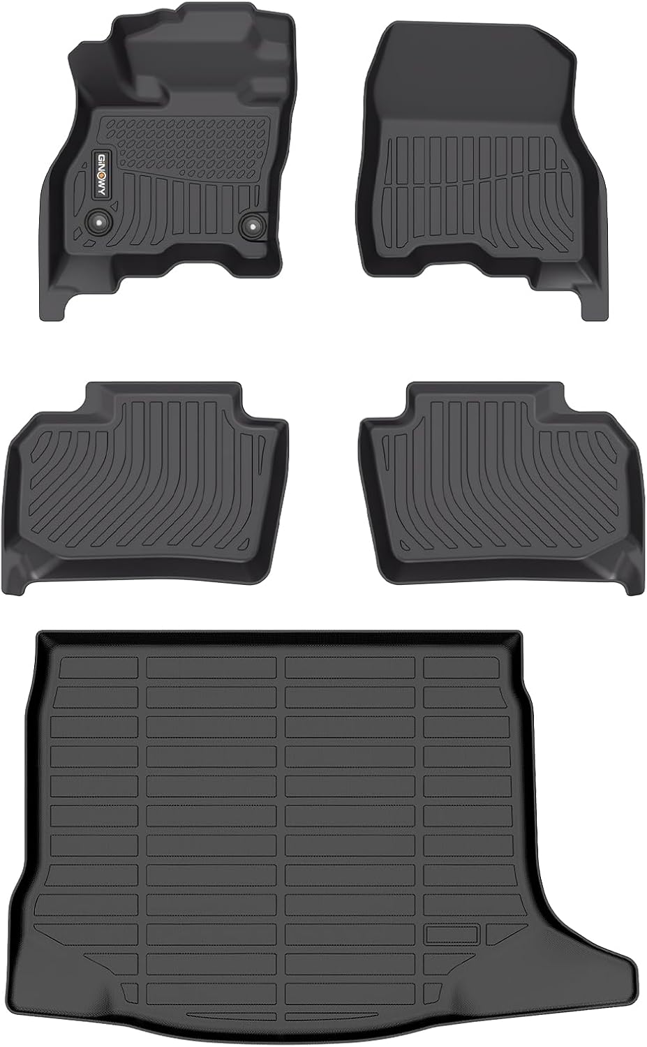 GINOWY-Floor Mats with Cargo Liner for Nissan Leaf 2018-2025, All Weather 2024 Leaf Car Floor Mats Full Set Custom Cargo Liner TPE Rubber Trunk Mat Trunk Liner, Leaf Accessories Mats
