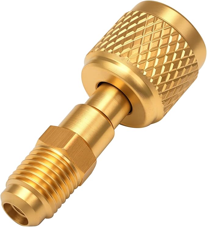 Lichamp R32 R454B HVAC Hose Adapter for Left-Handed A2L Refrigerant Tanks, 1/4" Female SAE to 1/4" Male