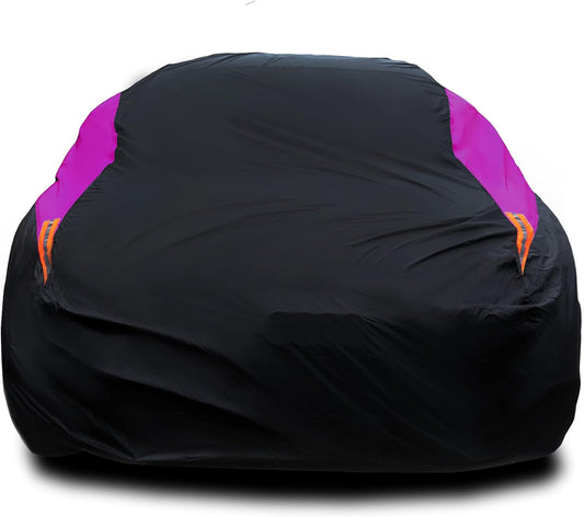 MORNYRAY Waterproof Car Cover All Weather Snowproof UV Protection Windproof Outdoor Full car Cover, Universal Fit for Sedan (Purple, A1-Fit Sedan Length(154-163 inch)
