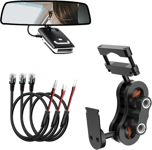 Radar Detector Mount,Rearview Mirror Rod Radar Mounting Bracket+Rearview Mirror Hard Wire Power Cord kit16,with Inline Fuse (for Escort Max / Max2/ MAX360 Radar)