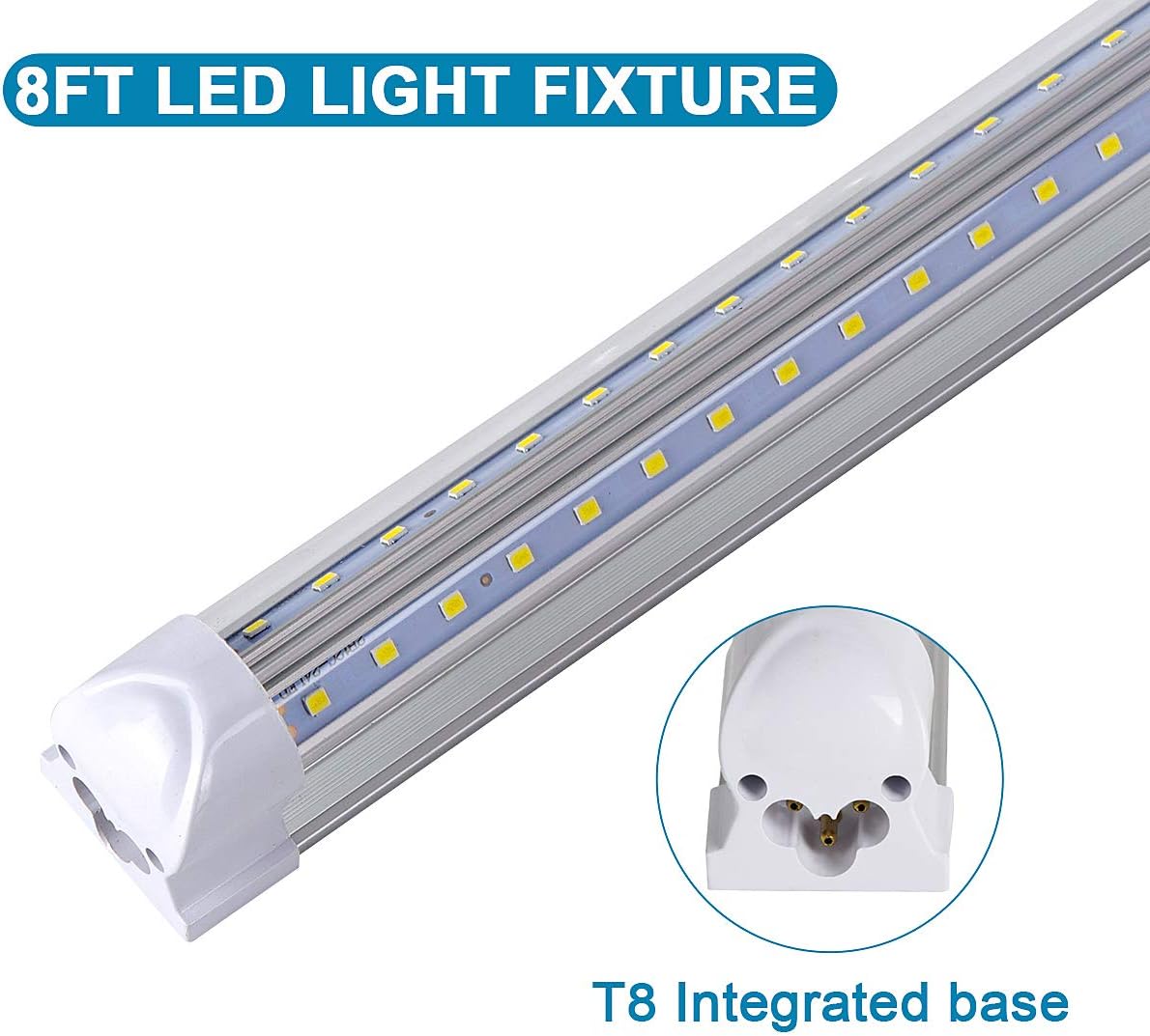 25 Pack,Led Shop Lights, 8FT Led Shop Light,100W 6000K 15000LM Clear White,Led Shop Light 8FT 110V Linkable Integrated V-Shape for Shop Garage,Warehouse