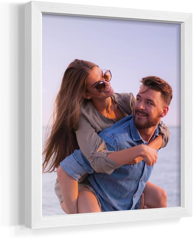 Renditions Gallery Set of 9, 8X10 Custom Photo Prints with Real Wood Picture Frames. Create Personalized Photos with Peel & Stick Photo Frames. White Frame