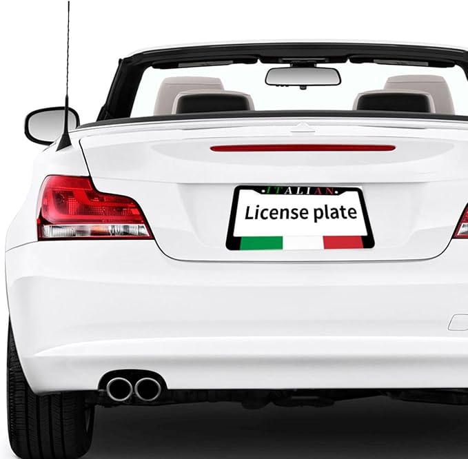 Italian Flag License Plate Frame Personalized Italy Flag License Plate Cover Aluminum Metal Novelty Car Tag Holder 2 Hole with Screws US Vehicle Standard 12 x 6 Inches Decorative for Men Women 1 Pcs