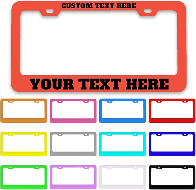 Custom License Plate Frame Personalized - Premium Metal Car Tag with Your Text, 12x6 Inch Customized Auto Plates, Rust-Proof License Plate Frames for Cars/Trucks/SUVs (Placas para Carro)