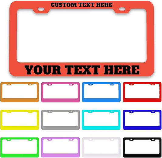 Custom License Plate Frame Personalized - Premium Metal Car Tag with Your Text, 12x6 Inch Customized Auto Plates, Rust-Proof License Plate Frames for Cars/Trucks/SUVs (Placas para Carro)