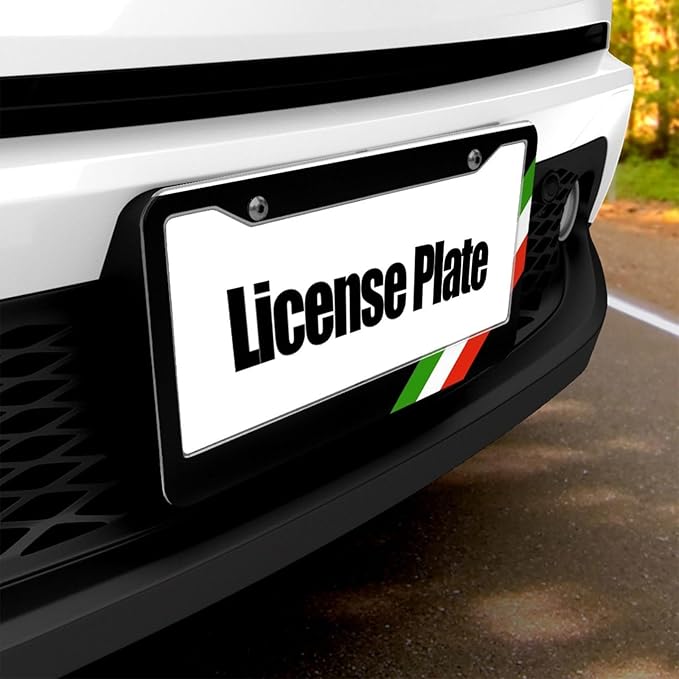Italian Flag License Plate Frame - 1 Pack Personalized Aluminum Car License Plate Cover Italy Flag 3 Colors Sports License Plate Holder Universal US-Canada 2 Hole Auto Car Tag for Women/Men
