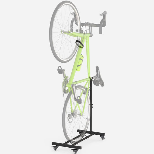 Vertical Bike Stand, Upright Bike Parking Rack Floor, Adjustable Bicycle Storage for Wheels Sizes up to 29", Freestanding Bicycle Organizer with Swivel Casters, Indoor Bike Holder for Garage Apartment