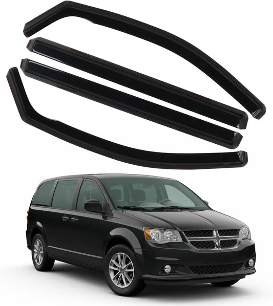 4PCS in Channel Rain Guards for 2008-2023 Dodge Grand Caravan, 2008-2016 Chrysler Town Country, 2009-2012 Volkswagen (VW) Routan, Vent Window Visors Shade, Window Deflectors