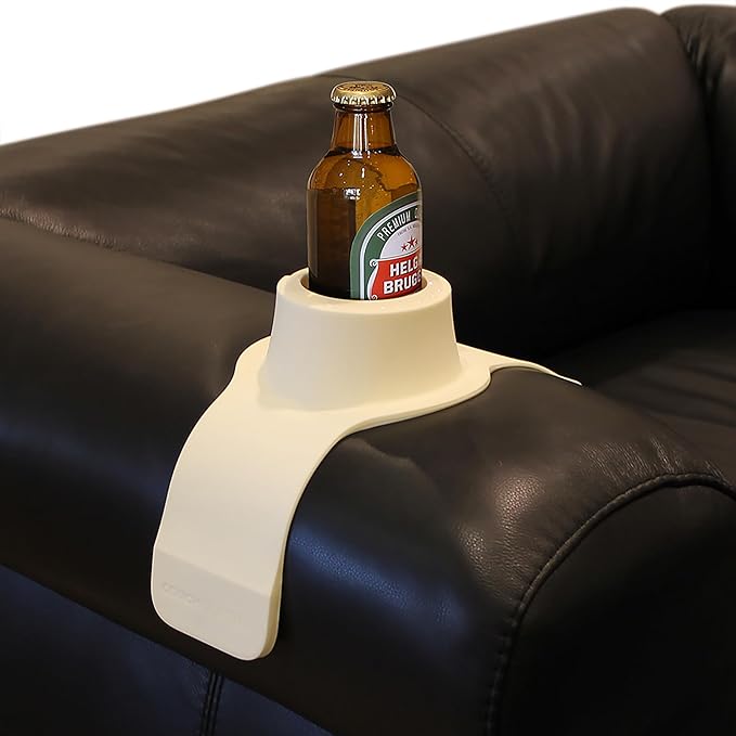 HIT PRODUCTS CouchCoaster® - Original & Patented Armrest Couch Cup Holder, Cool Cream - A Weighted, Silicone, Anti Slip Coaster Stops Spills On Your Sofa, Armchair Or Recliner & Keeps Drinks in Reach