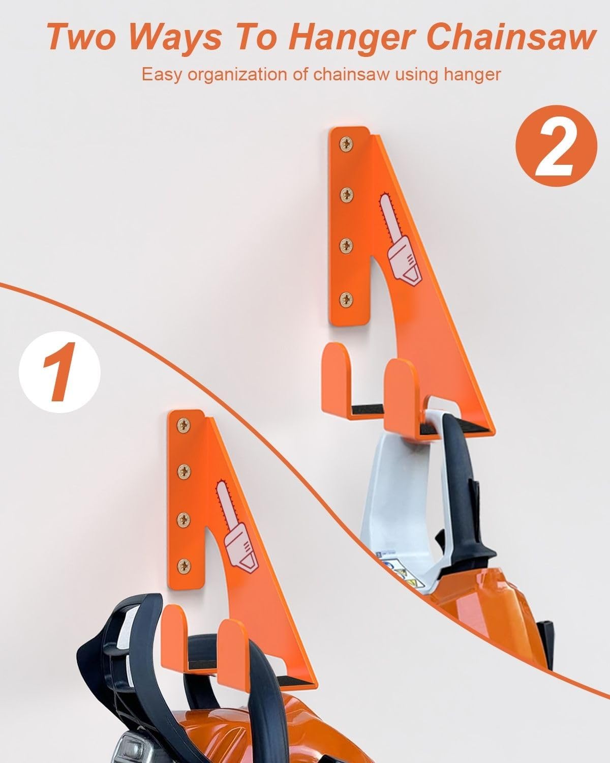 Chainsaw Holder -2 Pack- 180LB Heavy-Duty Alloy Steel Wall Mount Set, Chainsaw Accessories, Universal Fit for Stihl, Husqvarna, Echo Saws, Rust-Proof & Space-Saving Design (Garage, Workshop)