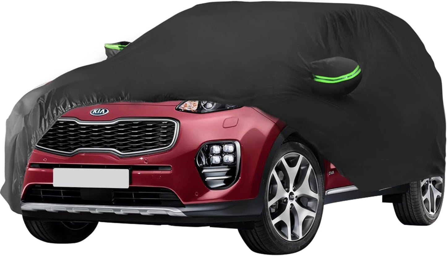 Proadsy 2025 Upgrade Car Cover for 2010-2024 2025 Kia Sportage, Waterproof All Weather for Automobiles, Windproof Snowproof Rain Hail Sun UV Protection Full Outdoor Indoor Exterior Car Covers, Black
