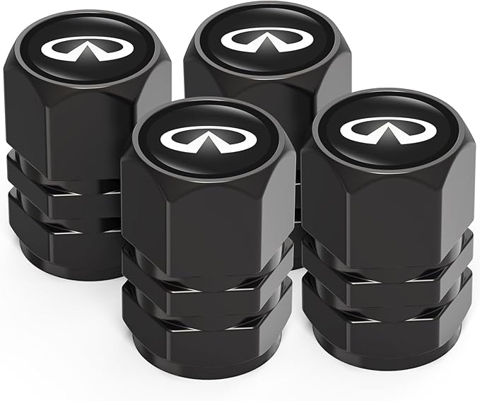 4 Pcs Car Tire Valve Caps for Infiniti G35 G37 Q50L QX50 Q50 QX56 Q60 QX60 QX70 Q70L QX80, Alloy Metal Valve Caps for Car Tires Leak-Proof Auto Tyre Air Cap Dust Cover, Screw-On Easy Grip