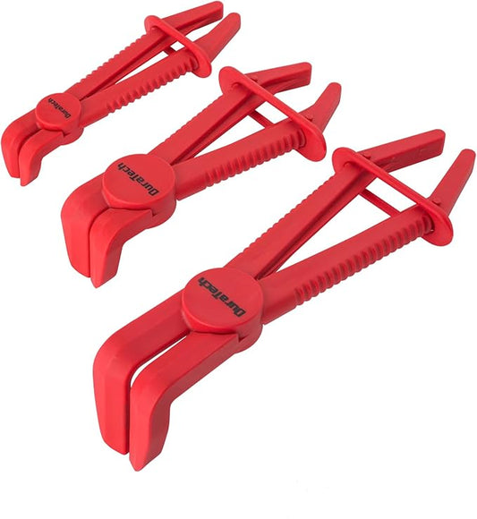 DURATECH 3-Piece Hose Pinch Clamp Pliers, 90 Angled Hose Pinch Off Plier, Line Clamp Pliers Set for Fuel, Brake and Radiator Hoses