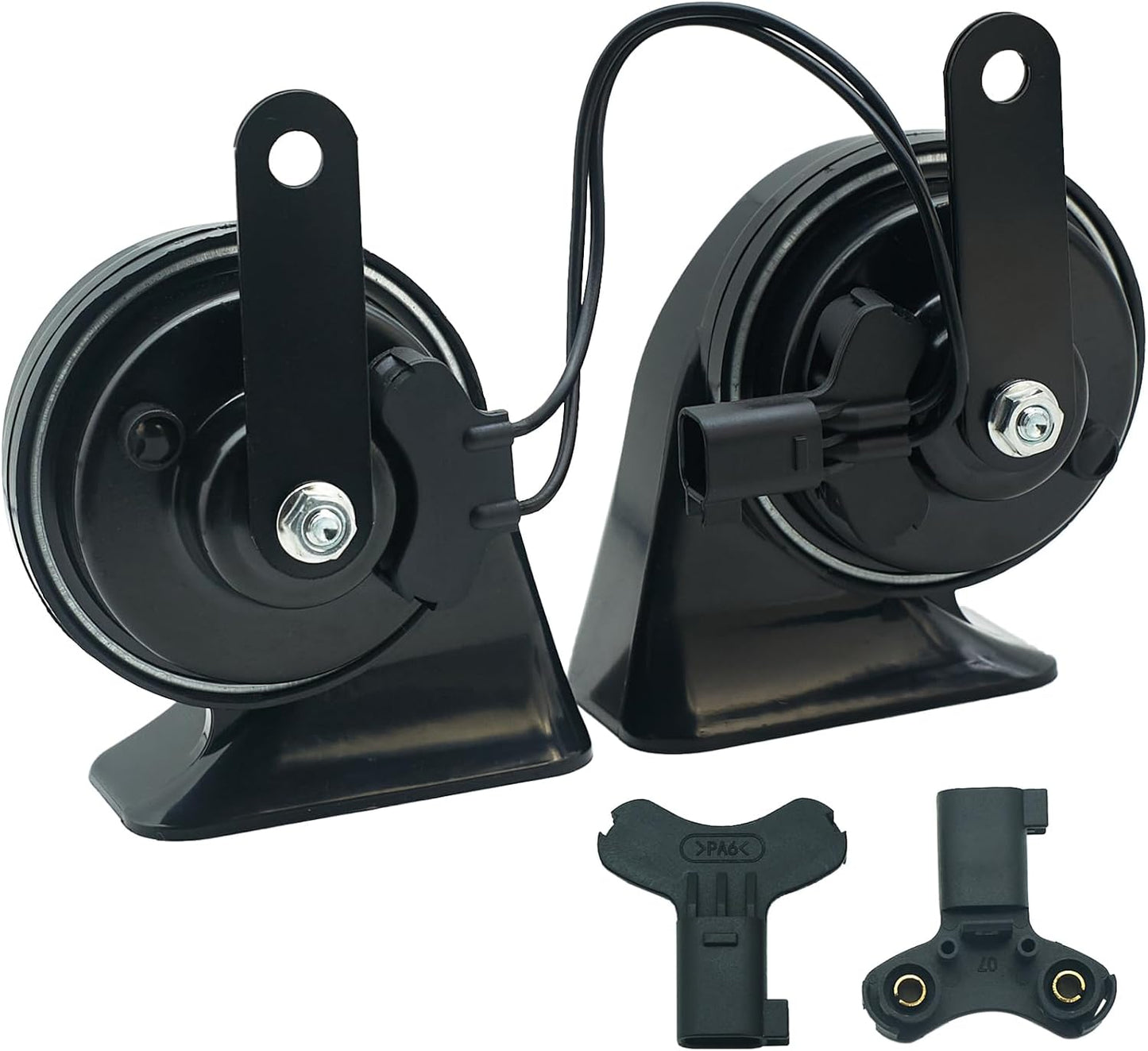 Car Horn Kit for Ford Chevrolet Ram GMC Tesla,12V Loud Waterproof Auto Horn, High Low Dual Tone 126 Decibel, Replacement for Ford(2 Connectors)