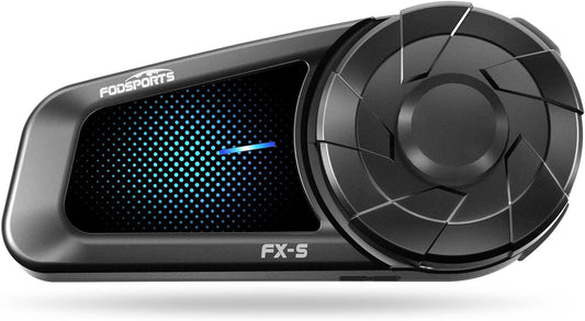 Fodsports FX-S Motorcycle Bluetooth Headset V5.4, 2-Way Helmet Intercom Communication System with IP67 Waterproof, CVC Noise Cancellation, Hands-Free Music/Call, 2 Type Mics, Black, 1 Pack