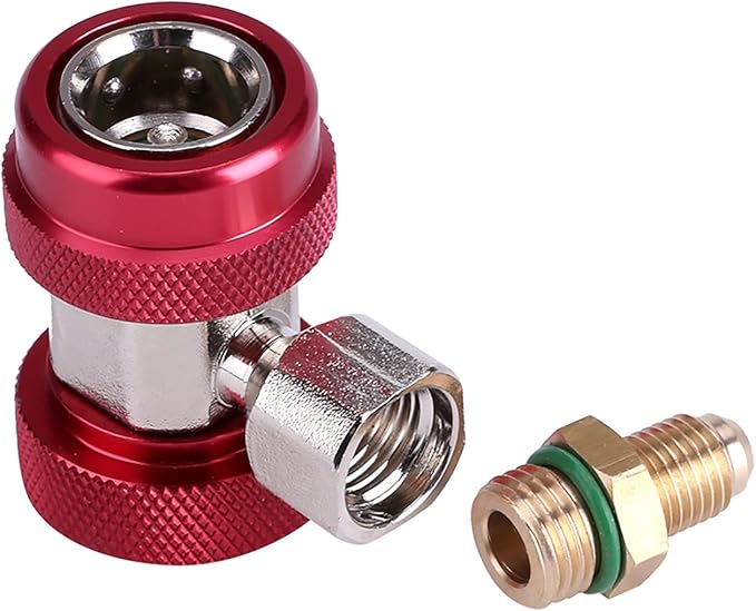 R134 A C Quick Connector Air Conditioning Coupler Adapter with Extractor Valve Core (red high voltage)