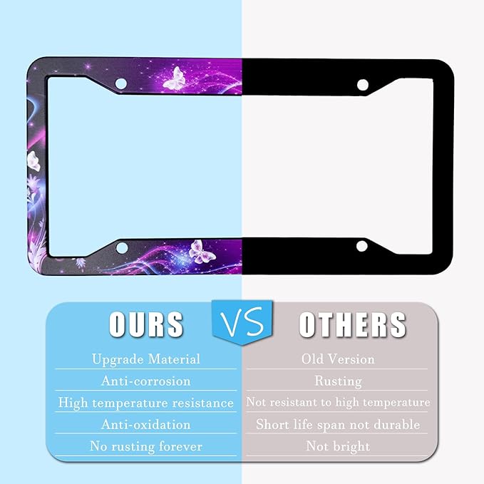 Butterfly License Plate Frame Cover Universal US Car Plate Holder Tag Accessories Decor for Women Man 2 Pack with Screw 12.3 x 6.3 Inch