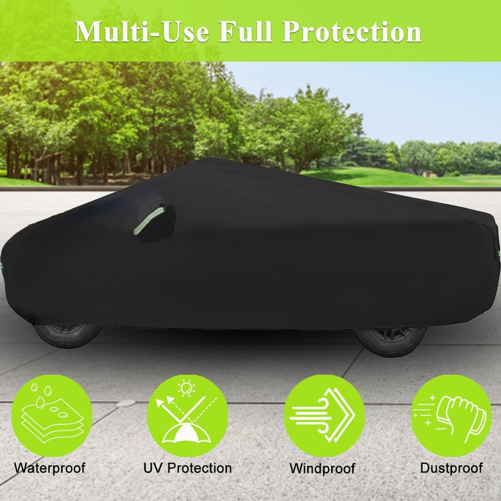 Truck Cover Custom Fit for Tesla Cybertruck, Waterproof All Weather Lightweight Pickup Car Cover with Zipper Door,All-Season Protection Black