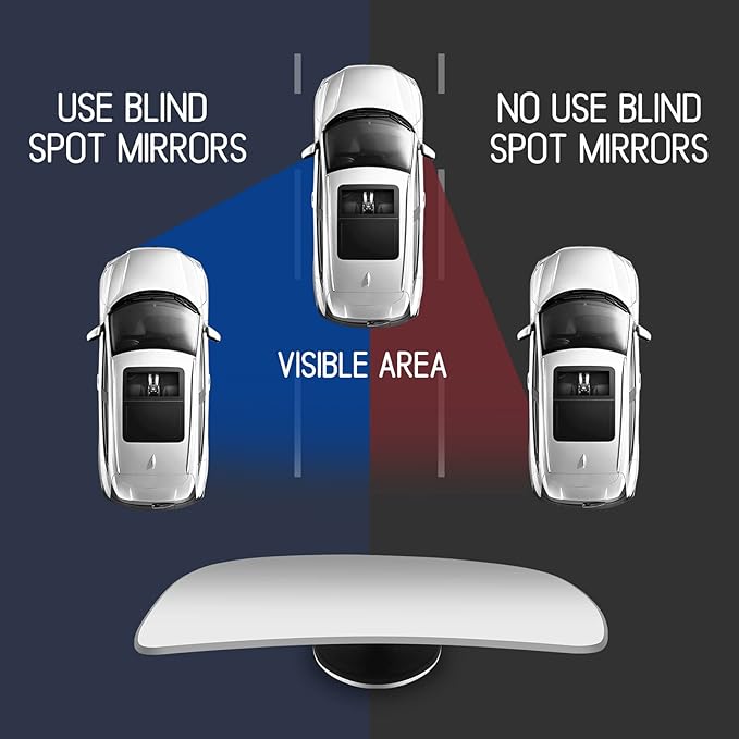 2 pcs Blind Spot Mirrors, HD Glass Convex 360° Wide Angle Side Rear View Mirror with ABS Housing for Cars SUV and Trucks