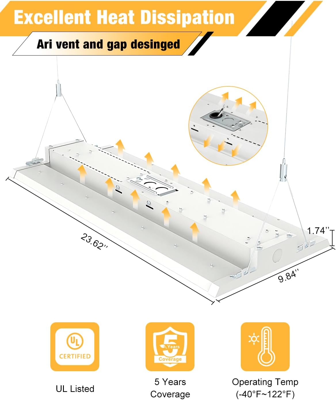 LED Linear High Bay Light, 210W High Bay Shop Lights Fixture, Compatible with Industrial 120-277V, 31500LM Linear High Bay Light for Shop Garage Warehouse, UL Complied, 4 Pack, White