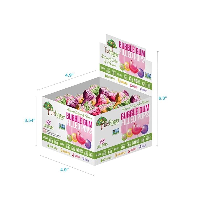 Tree Hugger Bubble Gum Filled Pops Display Box, Great for Big Fun, 48 Count