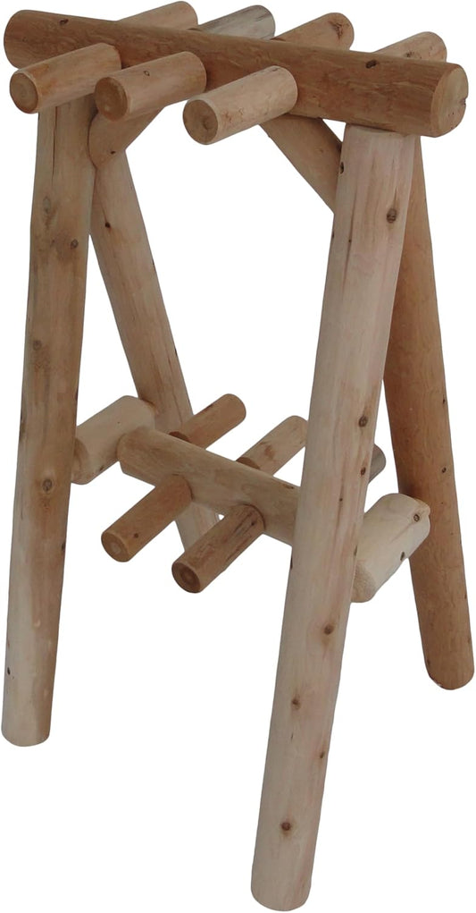 9-Place Freestanding Log Ski Rack Holder, Indoor & Outdoor Snowboard Racks, Standing Storage, Garage Racks for Snow Skis & Poles, Snowboard Rack Garage Storage Organizer - Unfinished + 15" Anchor Kit