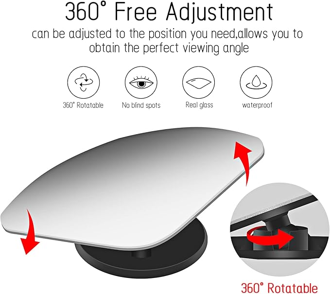 2 pcs Blind Spot Mirrors, HD Glass Convex 360° Wide Angle Side Rear View Mirror with ABS Housing for Cars SUV and Trucks