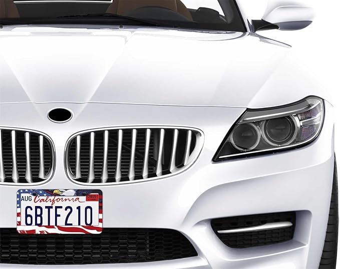 1PCS Eagle & American Flag License Plate Frame Holder - USA Stars and Stripes Auto Universal Aluminum Matte Car Tag Holder Covers with Sticker & Screws for Men