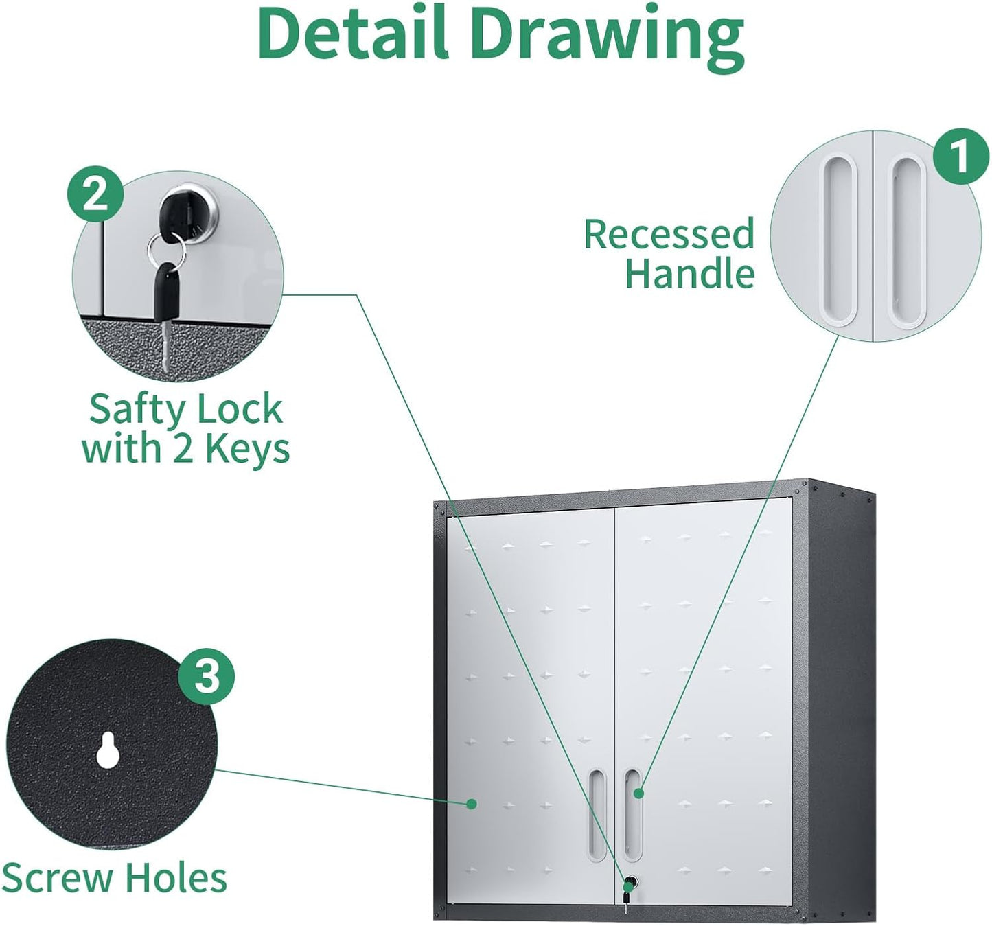 Metal Tool Cabinet,Garage Storage Cabinet System,Wall Cabinet & Locking Rolling Tool Cabinet with Doors and Adjustable Shelves,Steel Tool Cabinets for Home,Office (5 Pcs-StyleA, Black & Grey)