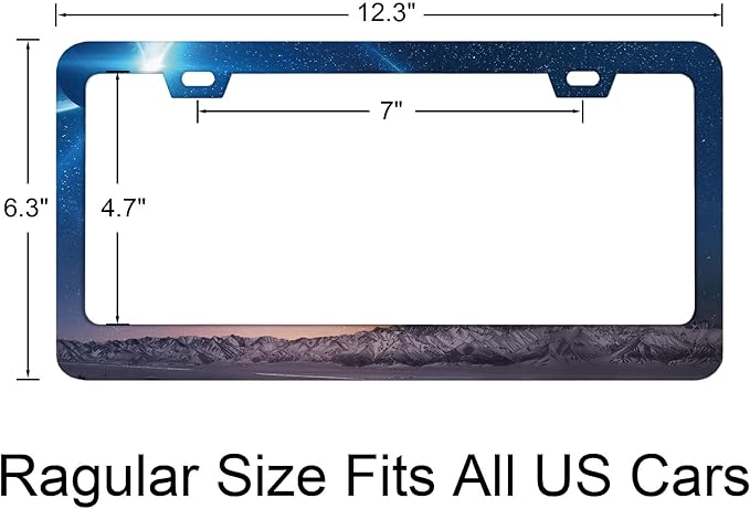 Purple and Blue Galaxy Space Decorative License Plate Frames, Rust-Proof Stainless Steel License Plate Cover Fits Standard U.S. Vehicles for Men Women 12.3 X 6.3 Inch -DATANSEN