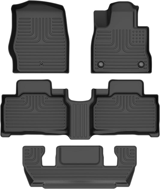 Wayhigh-All Weather Floor Mats Fit for 2020-2025 Ford Explorer 6 Seats TPE Car Mats Waterproof Heavy Duty Rubber Floor Liners for Explorer Accessories Custom Fit Black Liners