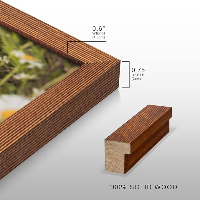 Renditions Gallery 8X10 Custom Photo Prints with Real Wood Picture Frames. Create Personalized Photos with Peel & Stick Photo Frames. Single, Brown Frame