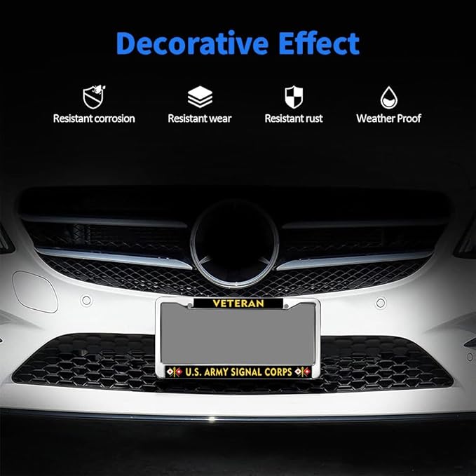 US Army Signal Pride License Plate Frame for Father’s Day Signal Corps Army License Plate Frame Inspirational Proud