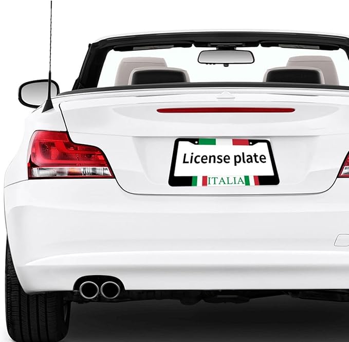 Italian Flag License Plate Frame - 1 Pack Aluminum Metal License Plates Italy License Plate Holder Novelty Auto Car Tag Universal USA Car Accessories with 2 Holes