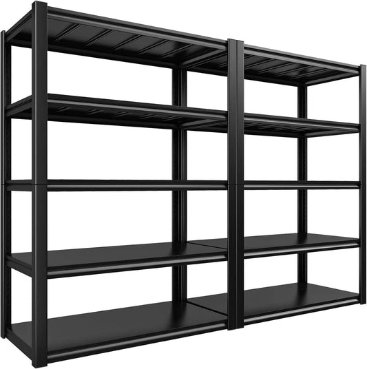 72" H Garage Shelving 2000LBS Heavy Duty Storage Shelves Adjustable 5 Tier Metal Shelves for Storage Garage Industrial Shelving Utility Racks,16" D x35.5 Wx72 H,Black